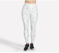 Skechers Women's GO FLEX RIB Floral Mirage Full Length High-Waisted Legging in Silver/Gray, Size Small | Nylon/Spandex