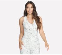 Skechers Women's GO FLEX RIB Floral Mirage V-Neck Tank Top in Silver/Gray, Size Small | Nylon/Spandex