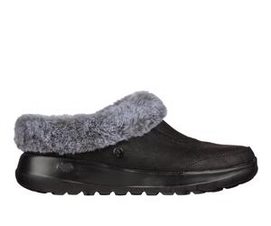 Skechers Women's GO LOUNGE: On-The-GO Joy - Gratify Mule in Black/Gray, Size 5 | Textile, Vegan, Machine Washable