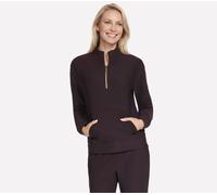 Skechers Women's GO LUXE Rib 1/4 Zip Top in Brown, Size Medium | Recycled Polyester/Spandex