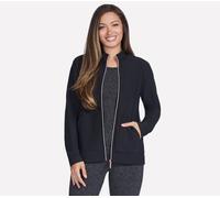 Skechers Women's GO Luxe Rib Everyday Full Zip Jacket in Black, Size XL | Recycled Polyester/Spandex