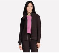 Skechers Women's GO Luxe Rib Everyday Full Zip Jacket in Chocolate/Black, Size Medium | Recycled Polyester/Spandex