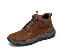 Skechers Men's Shoes Respected Mid Top Leather Moc Toe Lace-Up Dark Brown Size 12