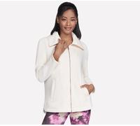 Skechers Women's GO SNUGGLE Tunic Full Zip Jacket in Off White, Size Small | Polyester/Cotton/Spandex