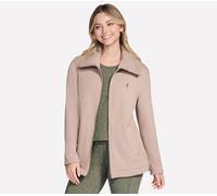Skechers Women's GO SNUGGLE Tunic Full Zip Jacket in Taupe/Brown, Size Large | Polyester/Cotton/Spandex