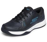 Skechers Women's Go Train Viper Court Smash-Pickleball Sneaker, Black/Blue, 8.5