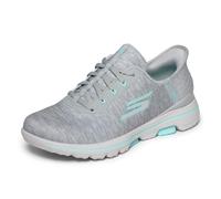 Skechers Women's Go Walk 5 Relaxed Fit Slip in Golf Shoe, Gray/Aqua, 7