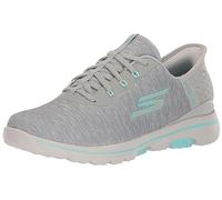 Skechers Women's Go Walk 5 Relaxed Fit Slip-in Golf Shoe Sneaker, Gray/Aqua, 7.5