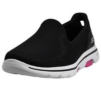 Skechers Women's GO Walk 5 Slip On Trainers, Black Textile Hot Pink Trim, 2 UK