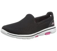 Skechers Women's GO Walk 5 Slip On Trainers, Black Textile Hot Pink Trim, 8 UK