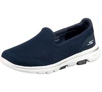 Skechers Women's GO Walk 5 Slip On Trainers, Navy Textile White, 6 UK
