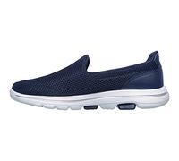 Skechers Women's GO Walk 5 Slip On Trainers, Navy Textile White Trim, 8 UK Wide