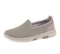 Skechers Women's GO Walk 5 Slip On Trainers, Taupe Textile Trim, 9 UK