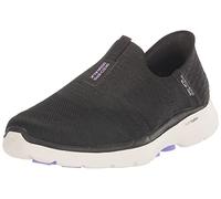 Skechers Women's GO Walk 6 Fabulous View Sneaker, Black Textile/Lavender Trim, 6.5 UK