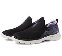 Skechers Women's Go Walk 6-Glimmering Sneaker, Black Lavender, 3.5 UK