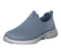 Skechers Women's GO Walk 6 Glimmering Sneaker, Blue Textile/Turquoise Trim, 5.5 UK