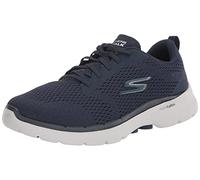 Skechers Women's Go Walk 6 Sneaker, Navy Textile White Trim, 3.5 UK