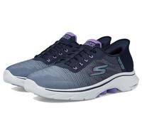 Skechers Women's Go Walk 7 Adel Slip-On Sneakers, Navy Textile/Multi Trim, 7.5 UK