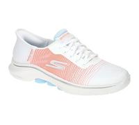 Skechers Women's Go Walk 7 Adel Slip-On Sneakers, White Textile/Multi Trim, 4 UK