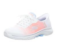 Skechers Women's Go Walk 7 Adel Slip-On Sneakers, White Textile/Multi Trim, 4 UK