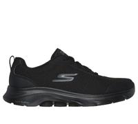 Skechers Women's GO WALK 7 - Clear Path Sneaker in Black, Size 5.5 Wide | Textile/Synthetic, Vegan, Machine Washable