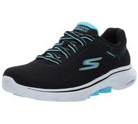 Skechers Women's Go Walk 7 - Cosmic Waves Athletic Walking Sneaker, Black/Turquoise, 5 UK