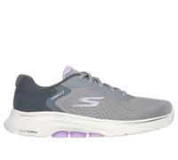 Skechers Women's GO WALK 7 - Cosmic Waves Sneaker in Gray/Lavender | Textile/Synthetic, Vegan, Machine Washable