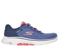 Skechers Women's GO WALK 7 - Cosmic Waves Sneaker in Navy Blue/Coral | Textile/Synthetic, Vegan, Machine Washable