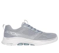 Skechers Women's GO WALK 7 - Hailey Sneaker in Gray/Silver, Size 5 | Textile/Synthetic, Vegan, Machine Washable