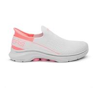 Skechers Women's Go Walk 7 Mia Slip-On Sneakers, White Textile/Neon Pink Trim, 5 UK