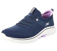Skechers Women's GO Walk 7, Navy Textile/Lavender Trim, 4.5 UK