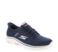 Skechers Women's GO Walk 7 Valin, Navy Textile/Lavender Trim, 3.5 UK