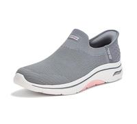 Skechers Women's Go Walk Arch Fit 2.0 Val Hands Free Slip-ins Sneaker, Charcoal/Pink, 9