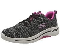 Skechers Women's GO WALK ARCH FIT Sneaker, Black Textile/Hot Pink Trim,3.5 UK medium