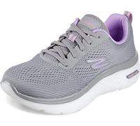 Skechers Women's GO Walk Hyper Burst Road Running Shoe, Grey Textile/Purple Trim, 6 UK