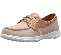 Skechers Women's Go Walk Lite Coral Boat Shoes, Natural Textile/ White Trim, 4 UK