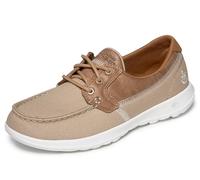 Skechers Women's Go Walk Lite Coral Boat Shoes, Natural Textile/ White Trim, 5.5 UK
