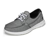 Skechers Women's Go Walk Lite-Isla Boat Shoe, Black/White, 3.5 UK