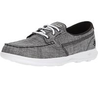Skechers Women's Go Walk Lite-Isla Boat Shoe, Black/White, 3.5 UK