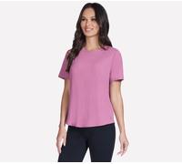 Skechers Women's GO WALK Luxe Rib T-Shirt in Rose, Size Small | Recycled Polyester/Spandex