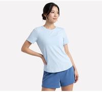Skechers Women's GO WALK Luxe Rib T-Shirt in Sil/White/Blue, Size Large | Recycled Polyester/Spandex