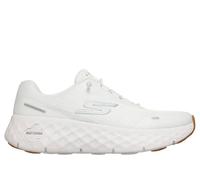 Skechers Women's GO WALK Max Cushioning Flex Sneaker in White/Silver, Size 3.5 | Textile/Synthetic, Vegan, Machine Washable