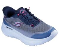 Skechers Women's Go Walk Max Cushioning Hyper Burst Nikita Sneaker, Navy Textile/Pink Trim, 8 UK