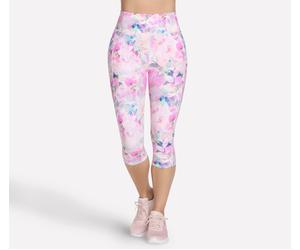 Skechers Women's GO WALK Seascape Floral Capri in Coral, Size Small | Nylon/Spandex
