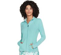 Skechers Womens Go Walk Wear Mesh Mock Neck Athletic Jacket - Blue Spandex - Size Large
