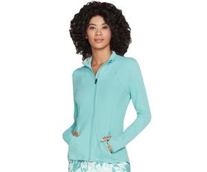 Skechers Womens Go Walk Wear Mesh Mock Neck Athletic Jacket - Blue Spandex - Size Large