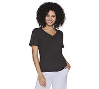 Skechers Women's Godri Serene V-neck Tee T Shirt, Bold Black, L UK
