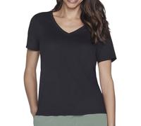 Skechers Women's Godri Serene Vneck Top T-Shirt, Bold Black, S