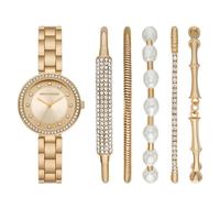 Skechers Women's Gold Tone Link Watch With 5 Matching Bracelets