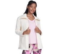 Skechers Women's GO SNUGGLE Tunic Full Zip Jacket in Off White, Size Medium | Polyester/Cotton/Spandex